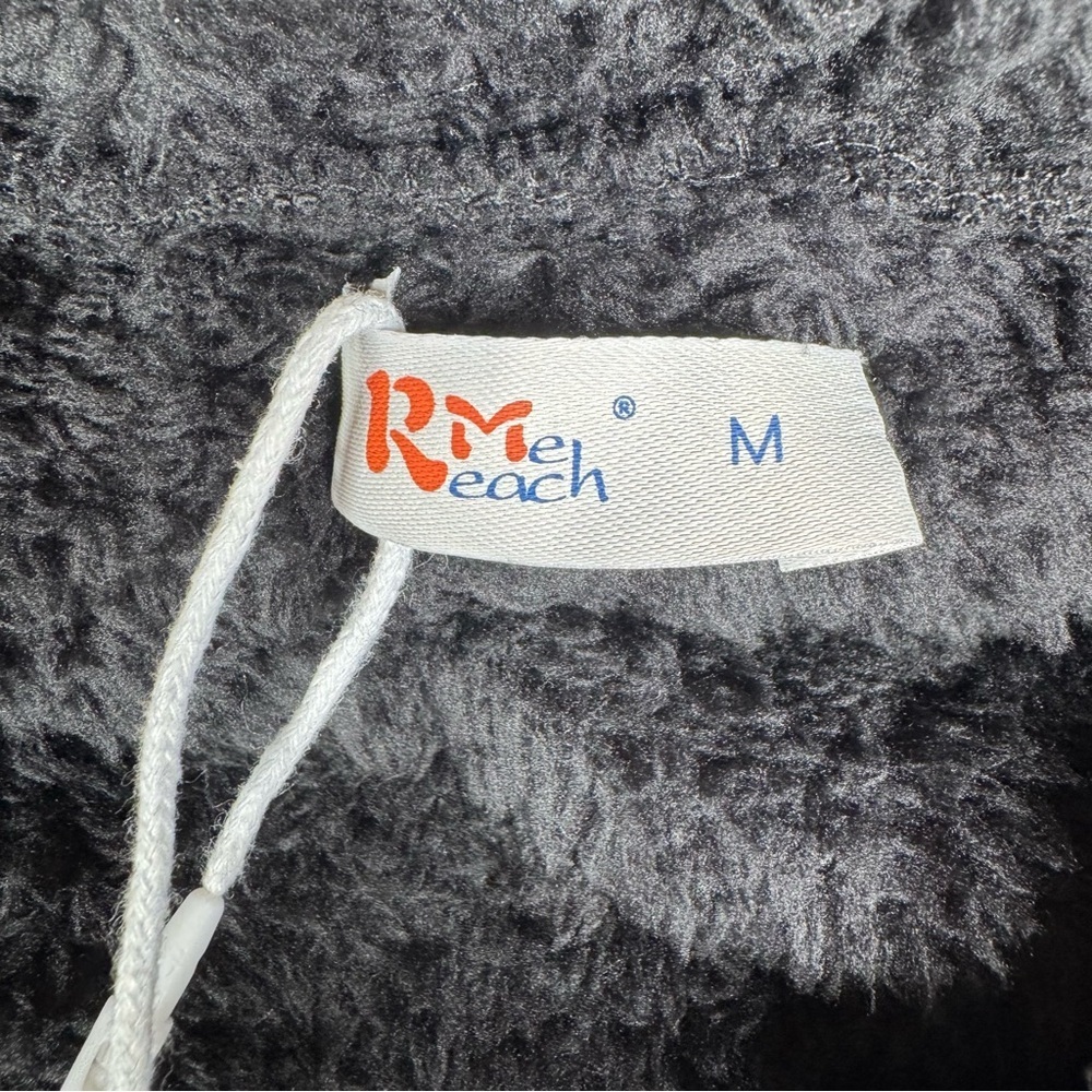 ReachMe Sherpa Fleece Hoodie Pullover Quarter Zip Black Cozy Size M New With Tag - Picture 7 of 12